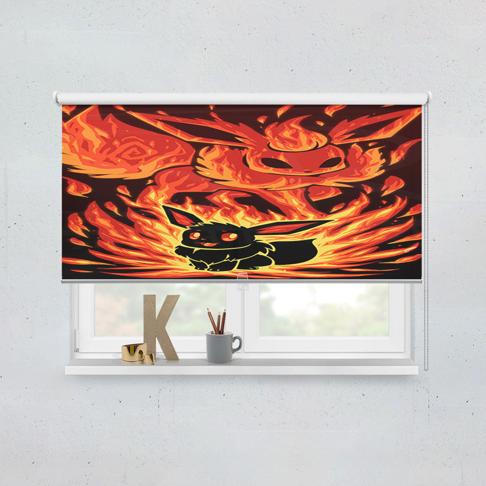 Pokemon Evolution Eevee To Flareon Window Roller Blinds Shades