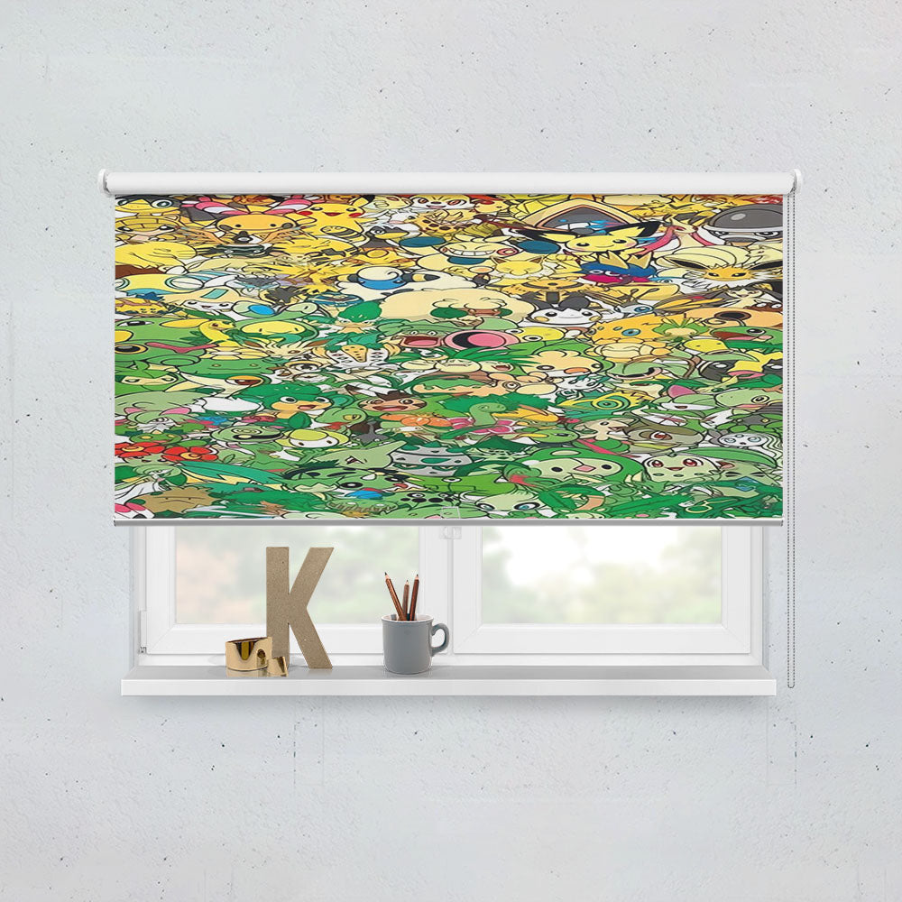 Pokemon Yellow And Green Characters Window Roller Blinds Shades