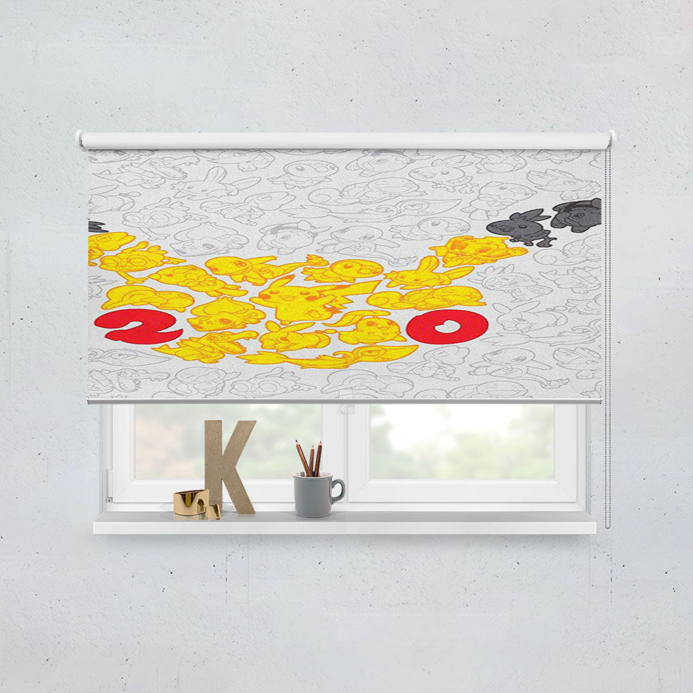 Pokemon Yellow Pikachu Pattern Window Roller Blinds Shades