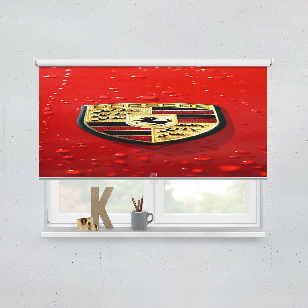 Porsche Logo Red Window Roller Blinds Shades