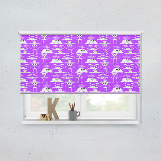 Purple Pattern Halloween Ghost Skeleton Window Roller Blinds Shades