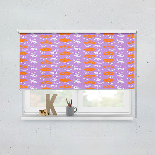 Purple Pattern Pumpkins Bone And Head Skeleton Halloween Window Roller Blinds Shades