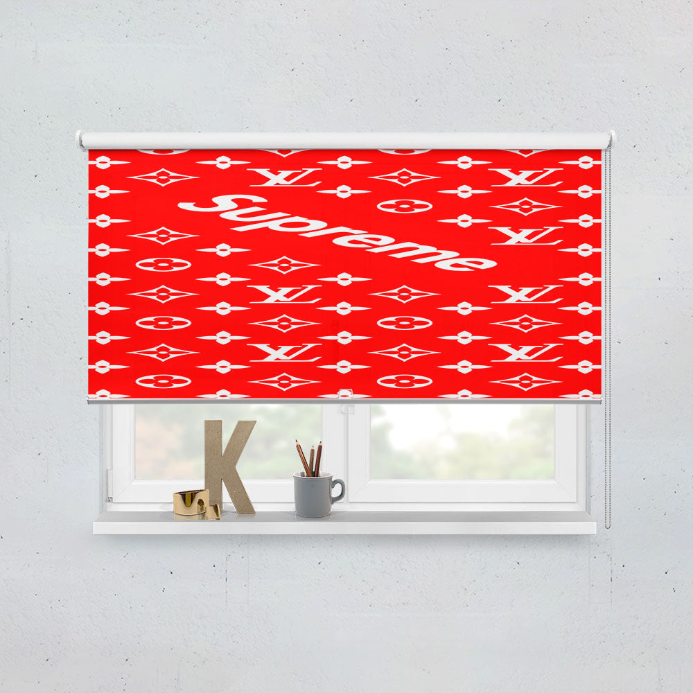 Red Supreme Louis Vuitton Pattern Window Roller Blinds Shades