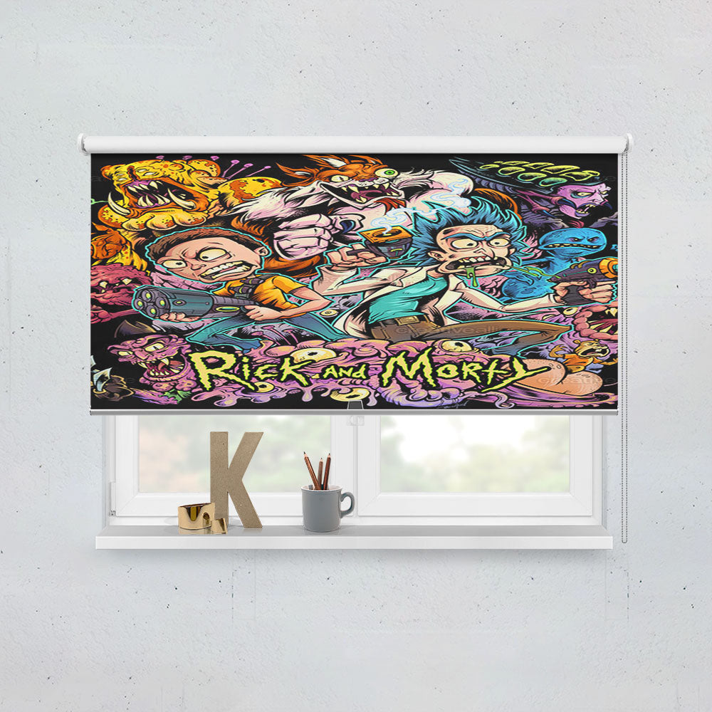 Rick And Morty Monster Hunter Window Roller Blinds Shades