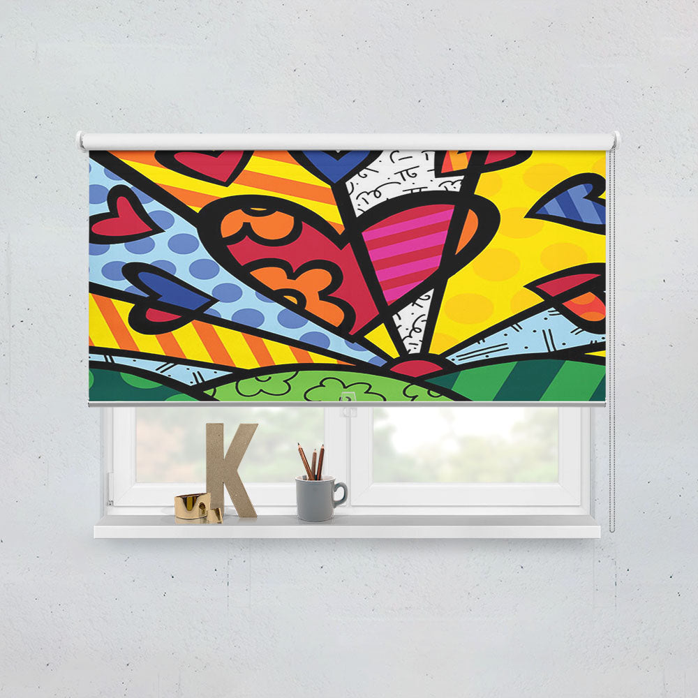 Romero Britto Pop Hearts Wallpaper Window Roller Blinds Shades