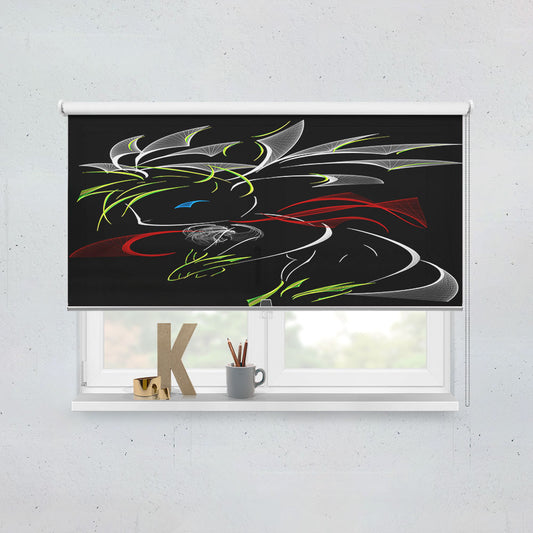 Shaymin Pokemon Line Art On Black Window Roller Blinds Shades