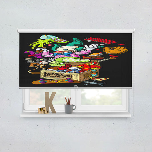 Simpsons Bar Santa Cruz Art Black Window Roller Blinds Shades
