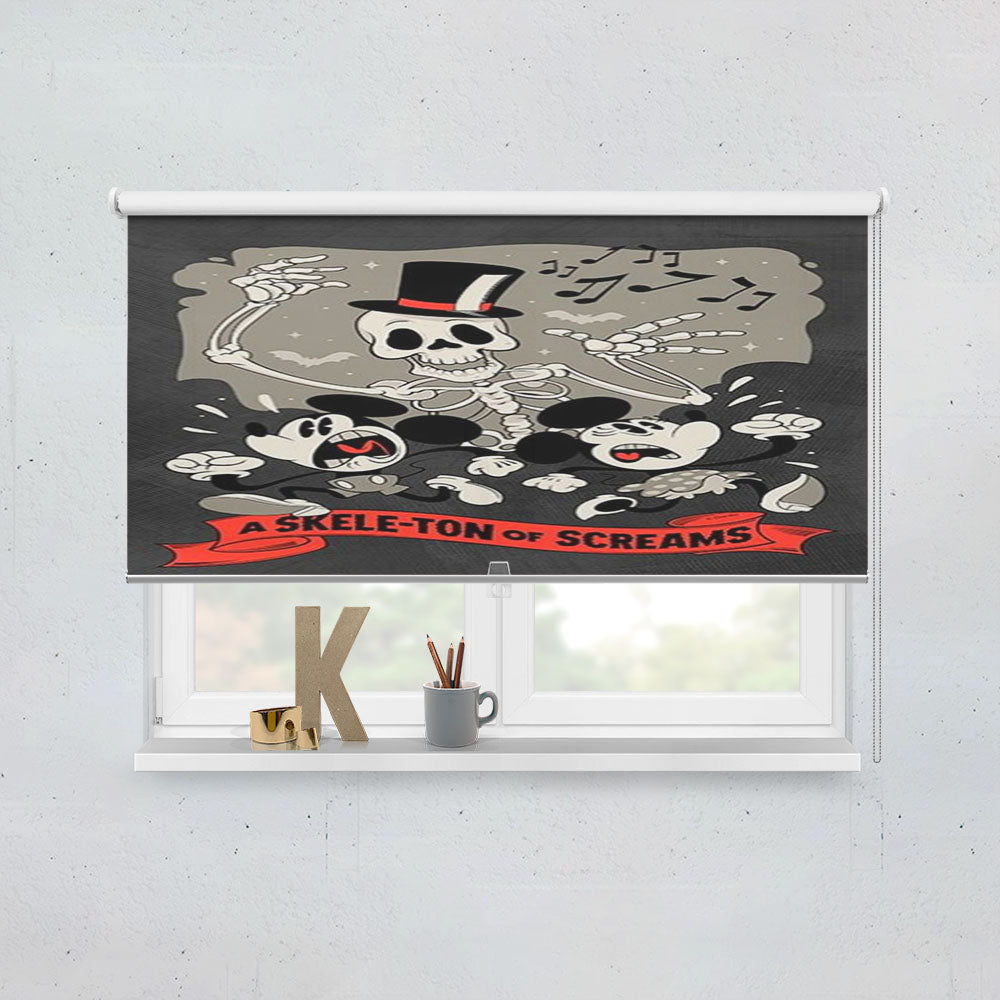 Skeleton Of Screams Mickey & Minnie Window Roller Blinds Shades