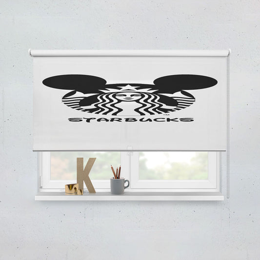 Starbucks Minnie Mouse Logo Black Window Roller Blinds Shades