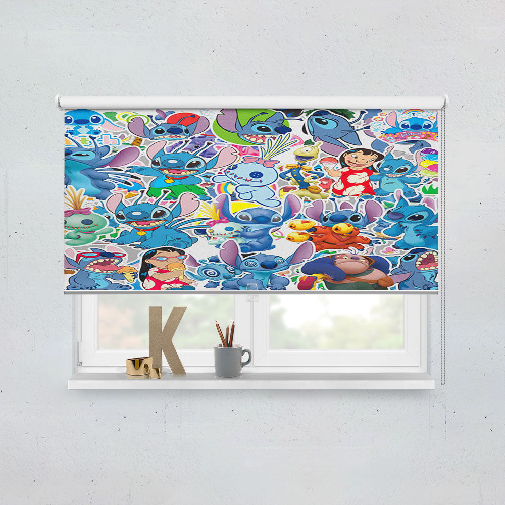 Stitch And Lilo Ohana Sticker Collage Window Roller Blinds Shades