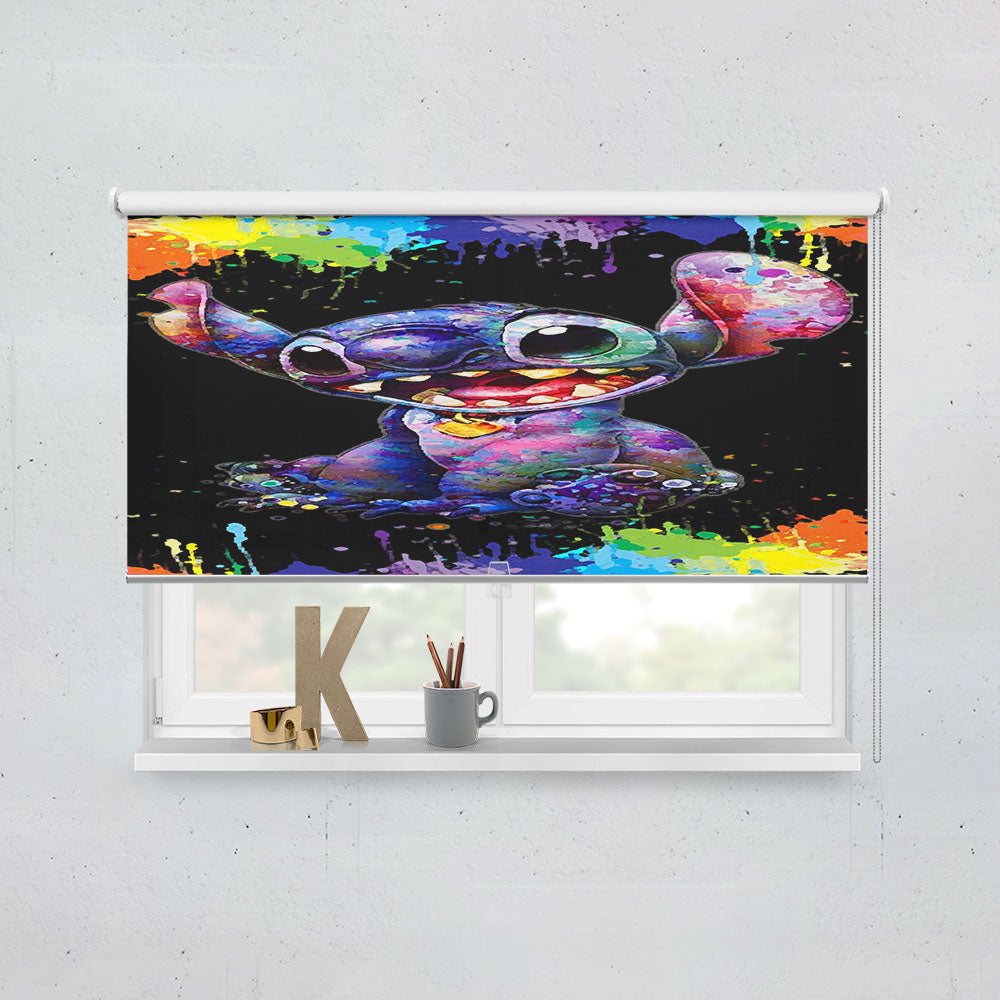 Stitch Cartoon Color Splash Window Roller Blinds Shades