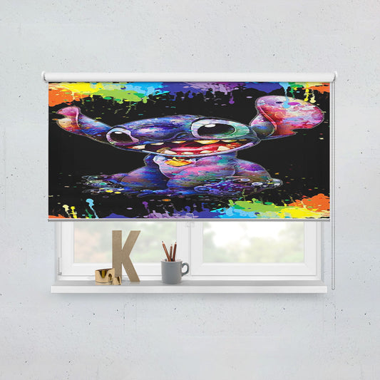 Stitch Cartoon Color Splash Window Roller Blinds Shades