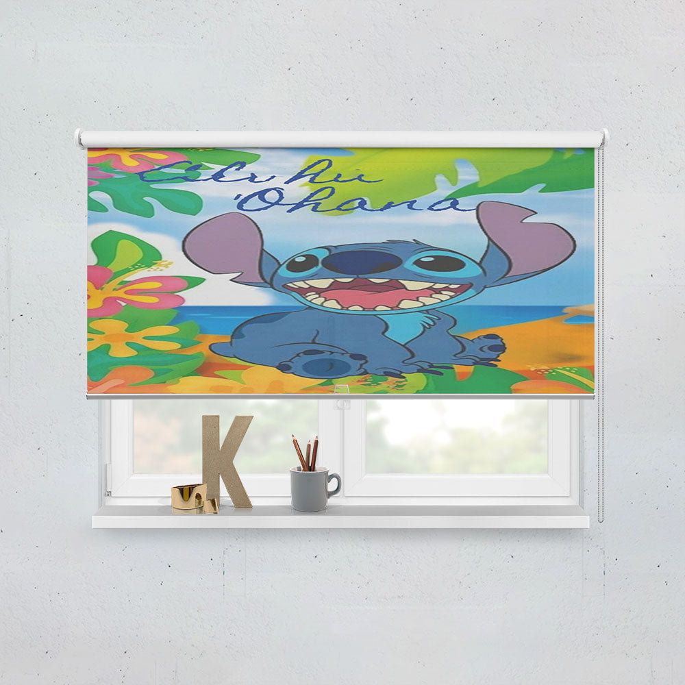 Stitch From Disney'S Movie Lilo And Stitch With Aloha Window Roller Blinds Shades
