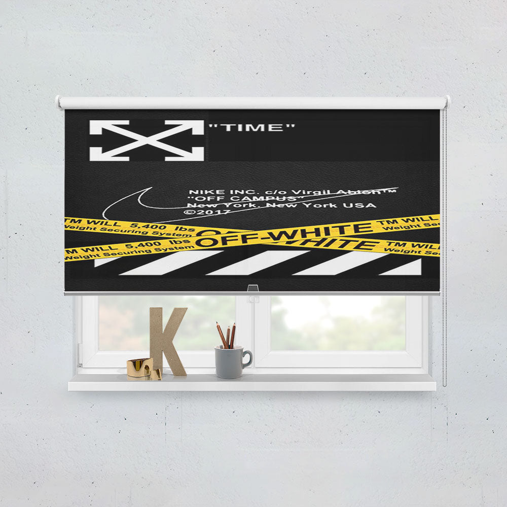 Stripe Arrow Off White New York Black Wallpaper Window Roller Blinds Shades