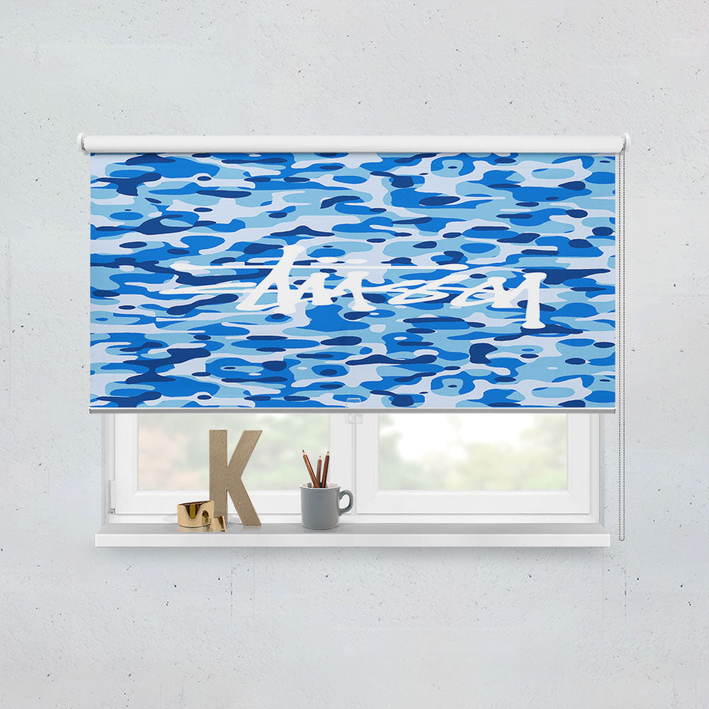 Stussy Bape Camouflage Blue Window Roller Blinds Shades