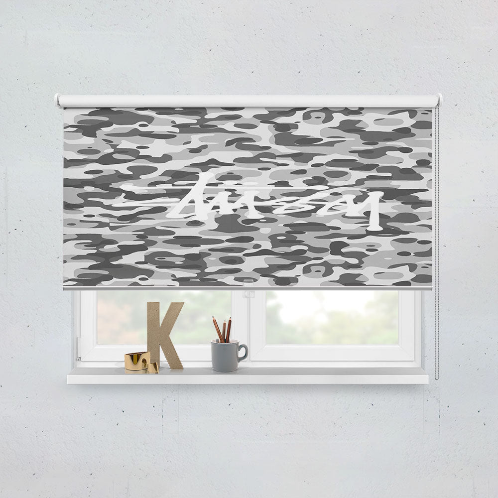 Stussy Bape Camouflage Grey Window Roller Blinds Shades