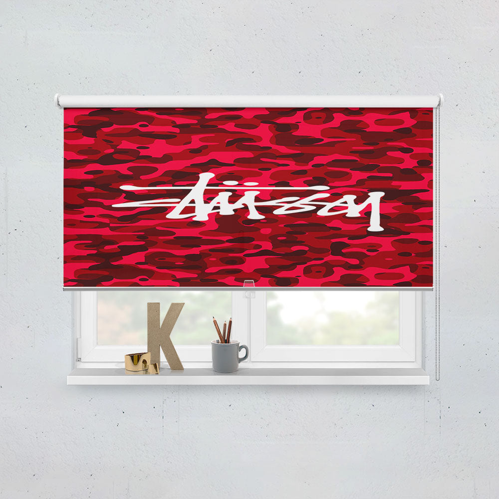 Stussy Bape Camouflage Red Window Roller Blinds Shades