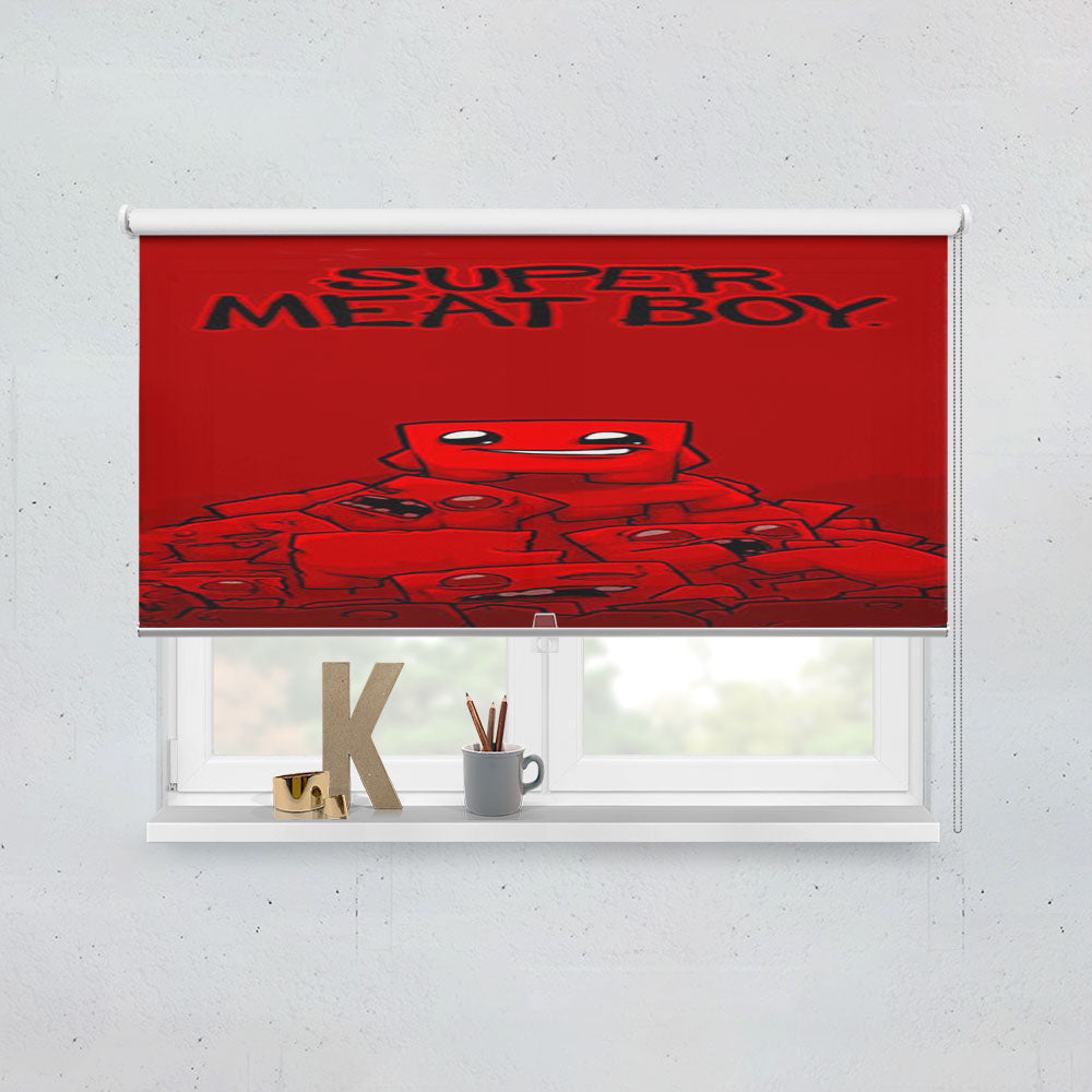 Super Meat Boy Cartoon Window Roller Blinds Shades