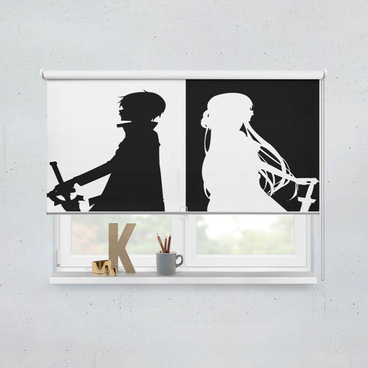 Sword Art Online Kirito Asuna Black White Window Roller Blinds Shades