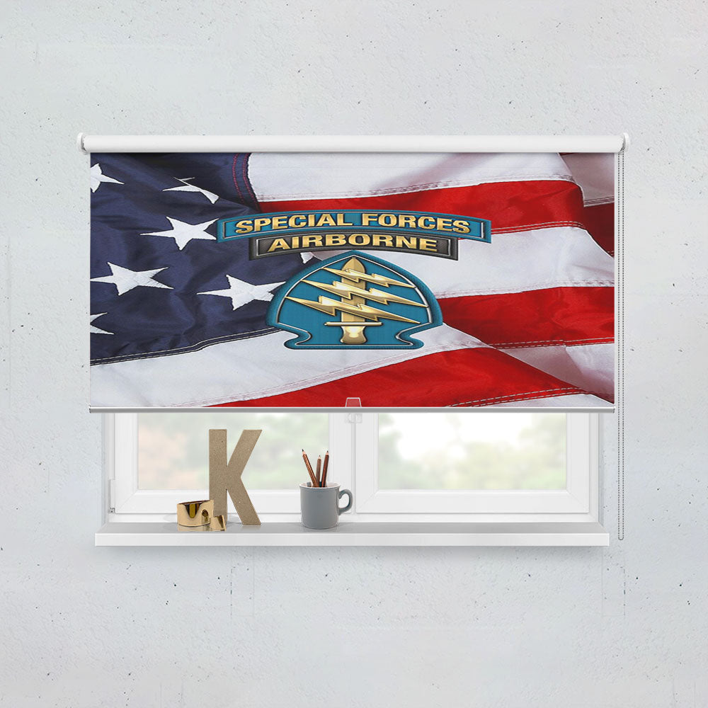 Us Army Special Forces Green Berets American Flag Window Roller Blinds Shades
