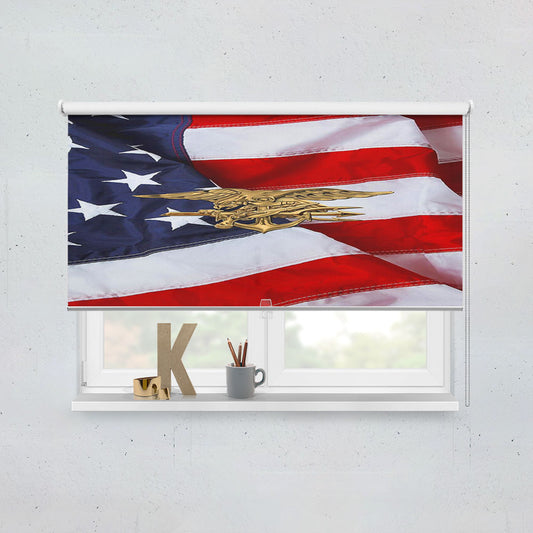 Us Navy Seals Trident American Flag Window Roller Blinds Shades