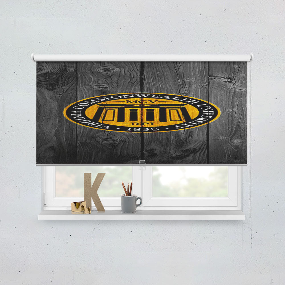 Virginia Commonwealth University 1838 Logo Dark Wood Window Roller Blinds Shades