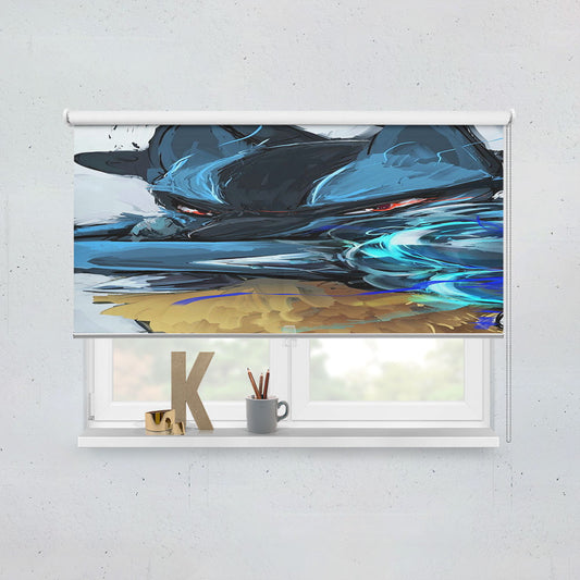 Watercolor Art Pokemon Lucario Aura Sphere Window Roller Blinds Shades