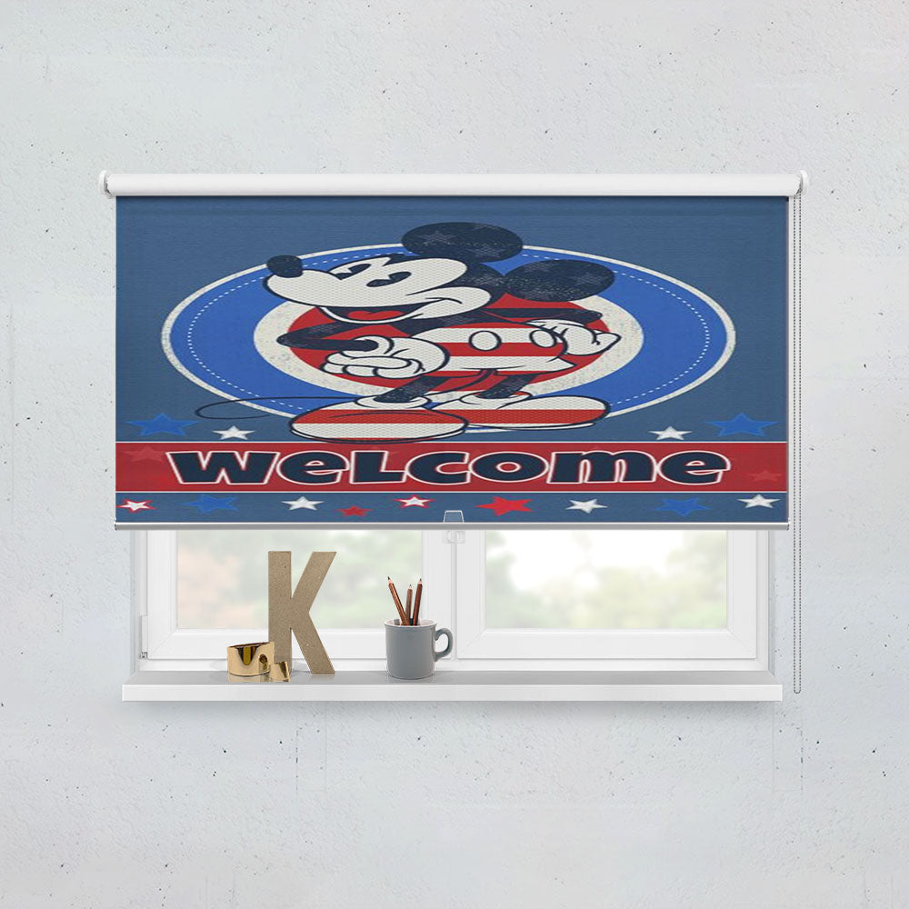 Welcome Fall Leaf Pile Mickey And Minnie Window Roller Blinds Shades