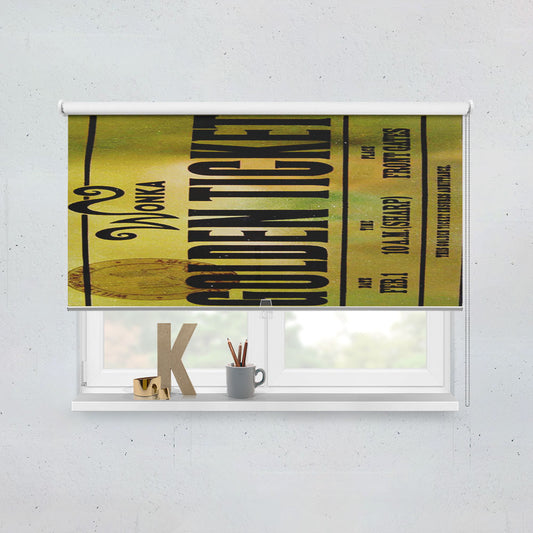 Willy Wonka Golden Ticket 2 Window Roller Blinds Shades
