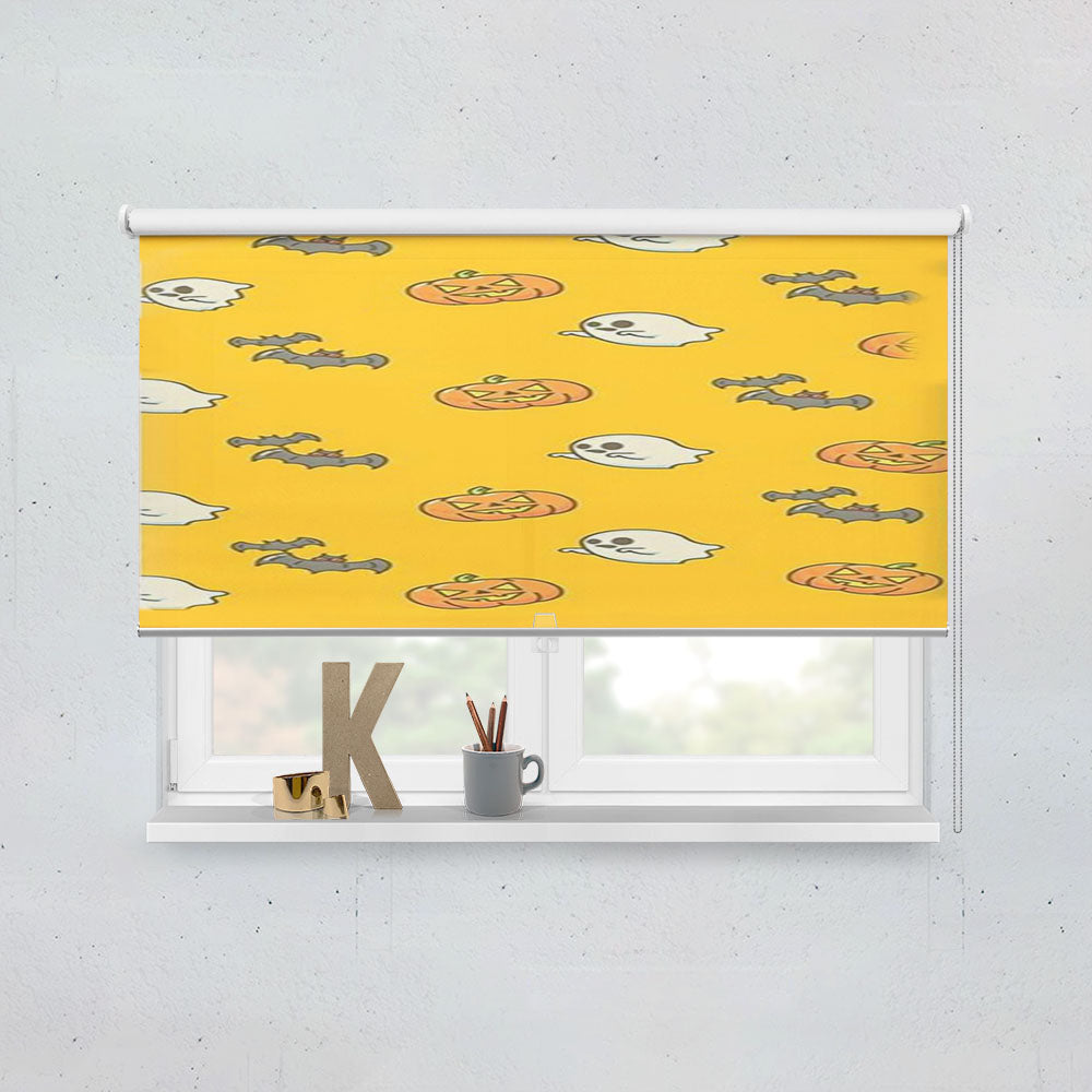 Yellow Halloween Pattern Window Roller Blinds Shades