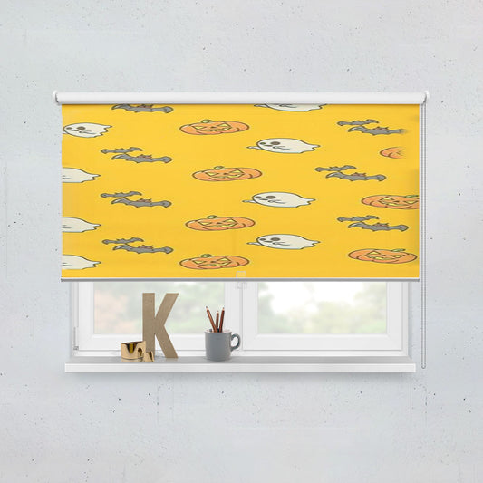 Yellow Halloween Pattern Window Roller Blinds Shades