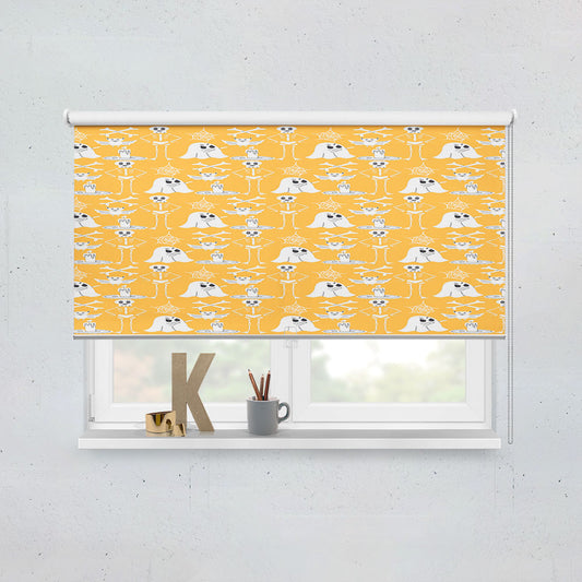 Yellow Pattern Halloween Ghost Skeleton Window Roller Blinds Shades