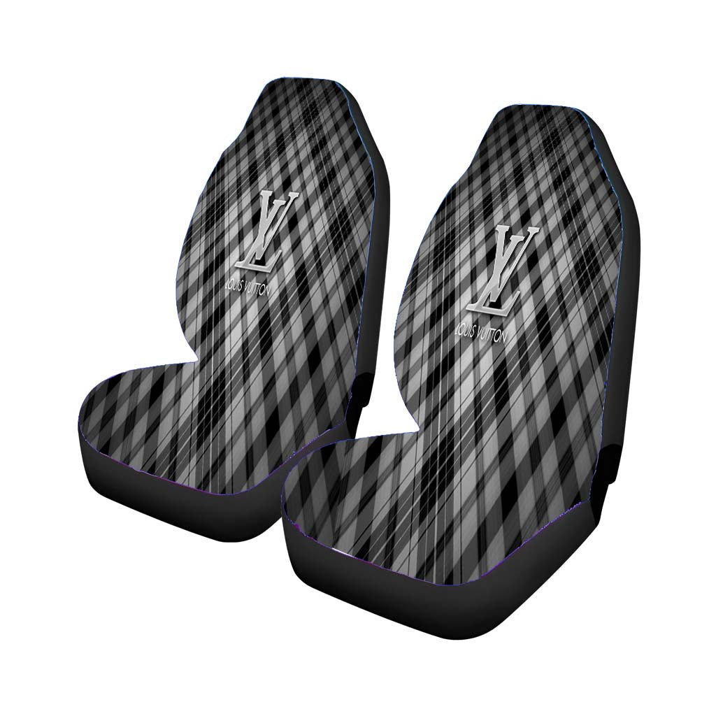 Louis Vuitton Logo In Silver Style Car Seat Covers