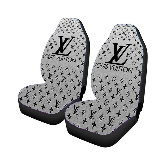 Car Seat Cover Louis Vuitton Logo Silver Universal Fit