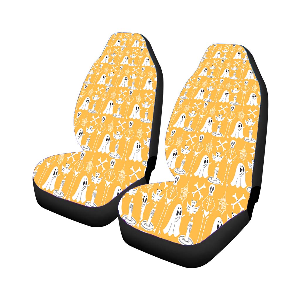 Yellow Pattern Halloween Ghost Skeleton Car Seat Covers