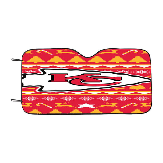 Kansas City Chiefs Christmas Sweater Car Auto Sun Shade Windshield Cover