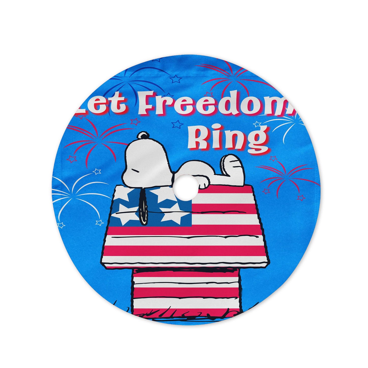 Peanuts Stars & Stripes Doghouse Christmas Tree Skirt 36 X 36 Inch