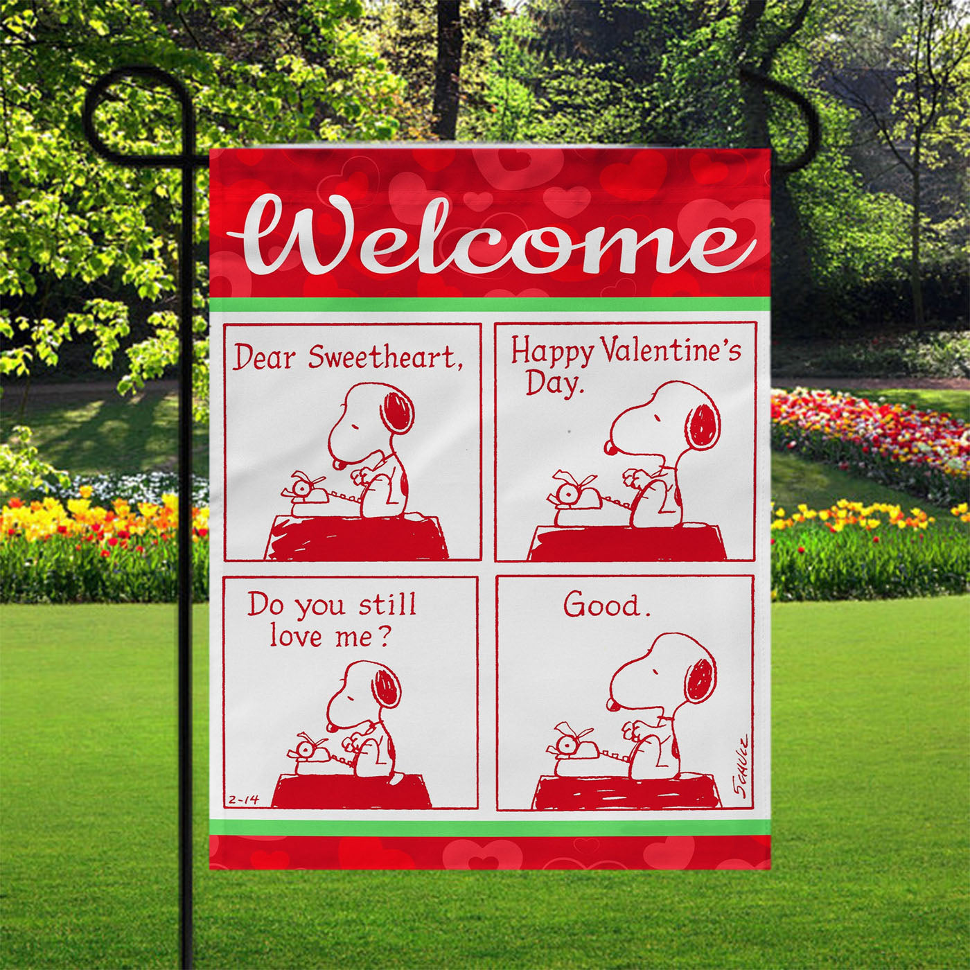 Peanuts Comic Strip Valentine Snoopy Garden Flags Yard Outdoor Lawn 12 X 18