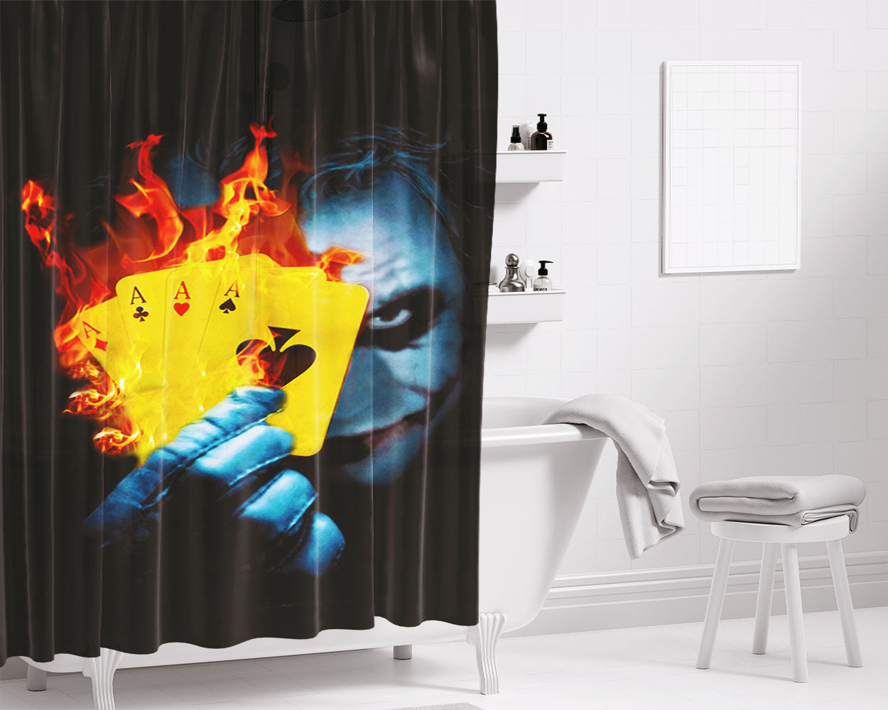 Joker Burn Bathroom Shower Curtain Fabric Waterproof | 66 X 72 Inch