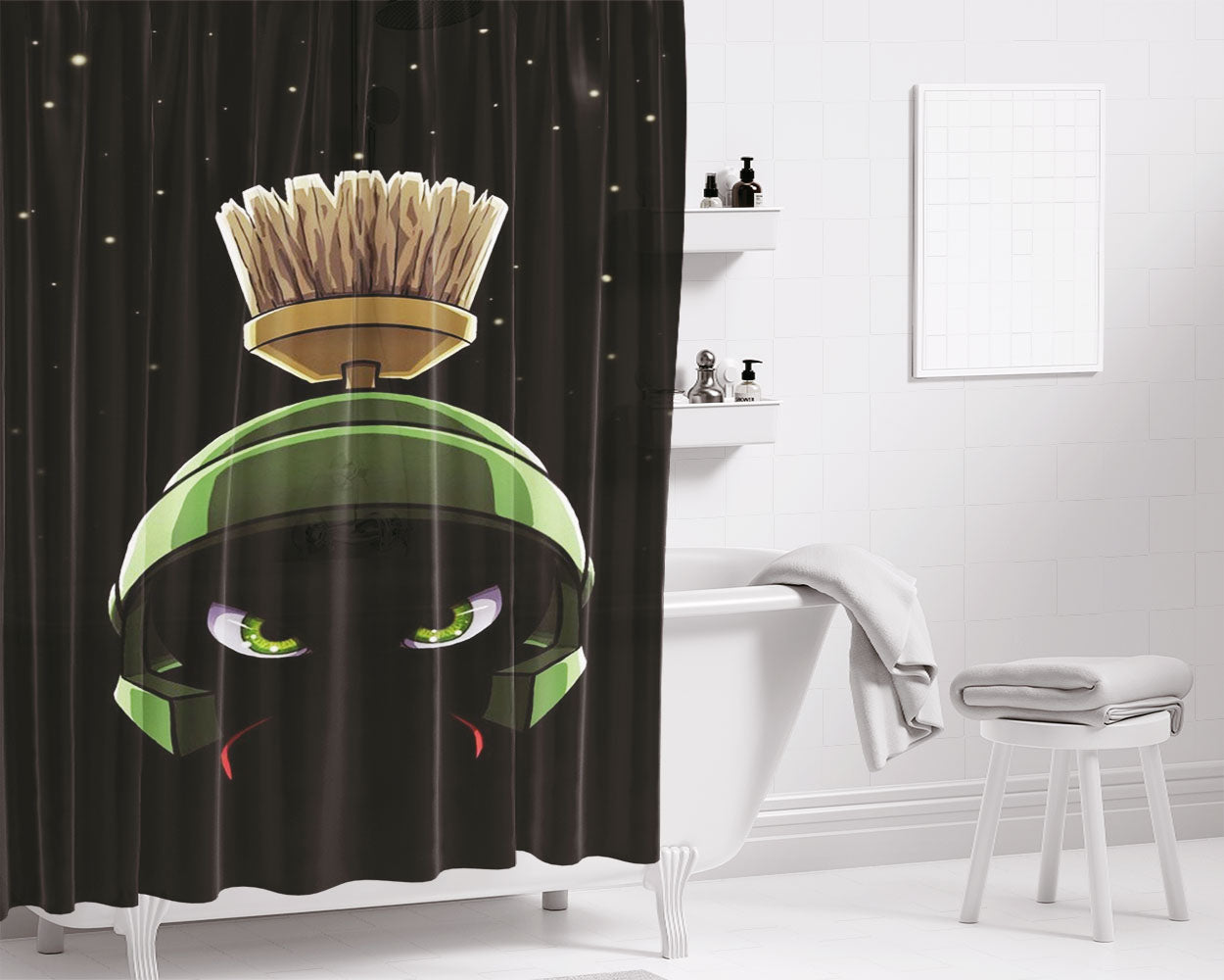 Marvin The Martian Dark Bathroom Shower Curtain Fabric Waterproof | 66 X 72 Inch