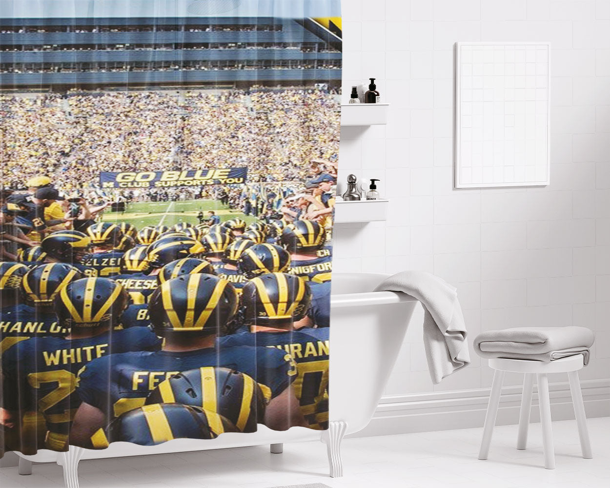 Michigan Wolverines 3 Bathroom Shower Curtain Fabric Waterproof | 66 X 72 Inch