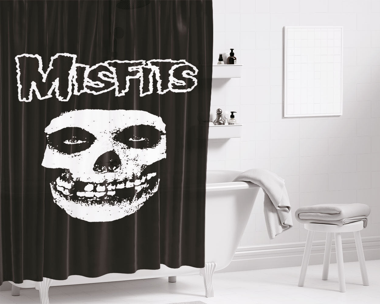 Misfits Face Bone Bathroom Shower Curtain Fabric Waterproof | 66 X 72 Inch