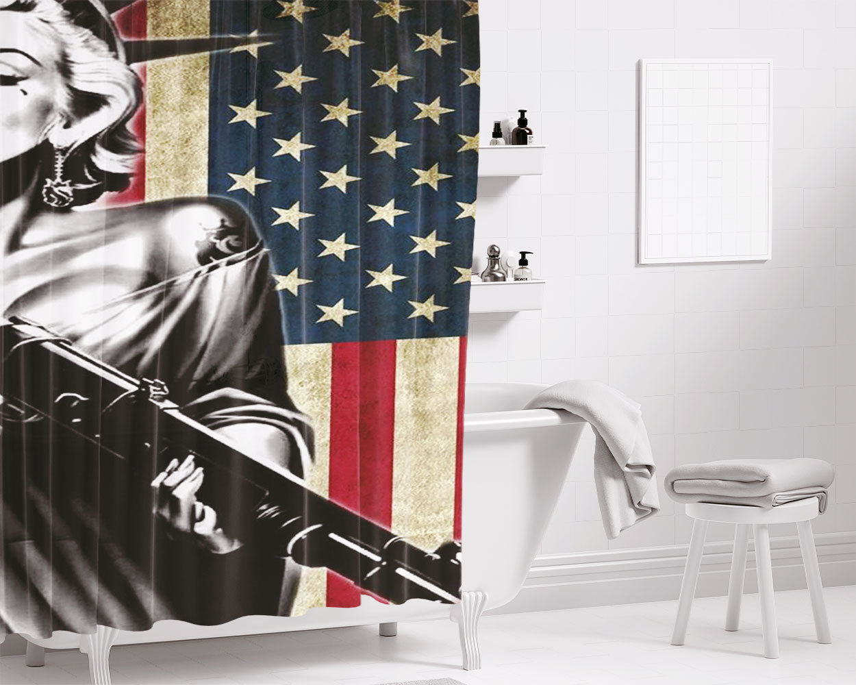 Monroe Newyork City Rebbel Bathroom Shower Curtain Fabric Waterproof | 66 X 72 Inch