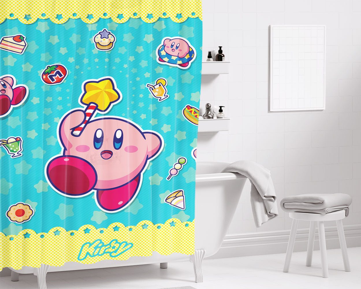 Most Popular Kirby Hoshi No Kaabii Bathroom Shower Curtain Fabric Waterproof | 66 X 72 Inch