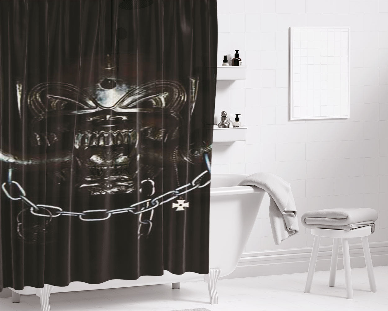 Motorhead Chain Demon Bathroom Shower Curtain Fabric Waterproof | 66 X 72 Inch