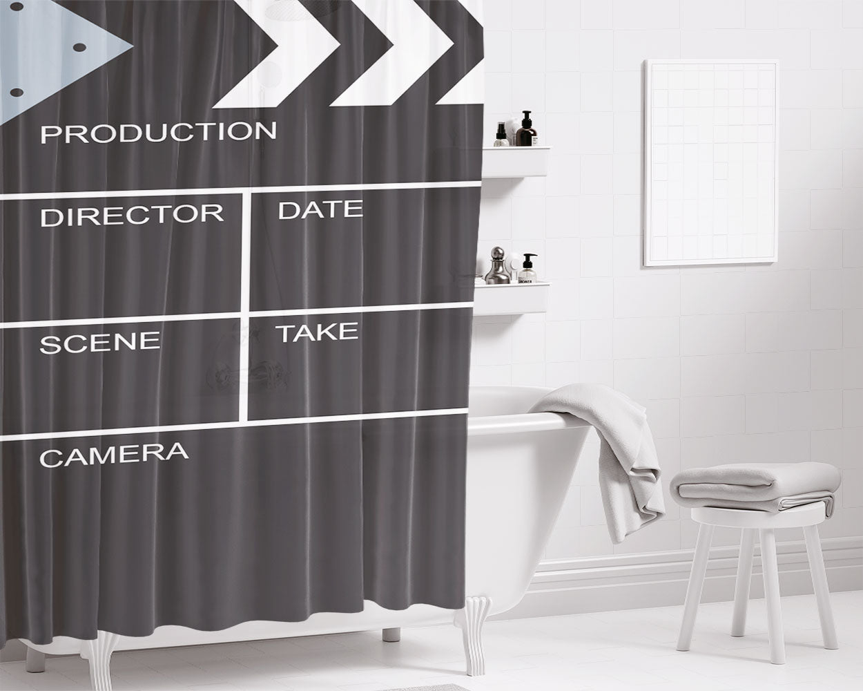 Movie Camera Crap Production Director Bathroom Shower Curtain Fabric Waterproof | 66 X 72 Inch