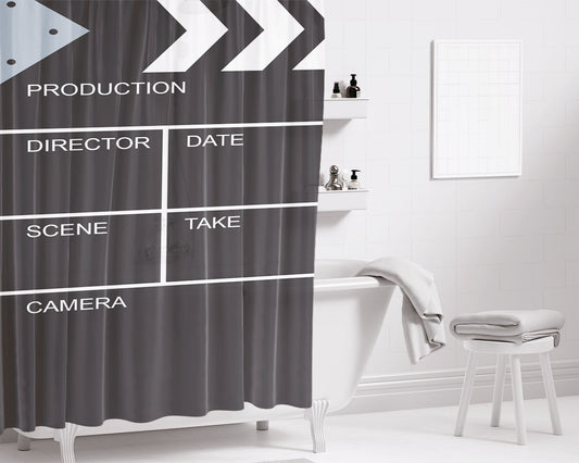 Movie Camera Crap Production Director Bathroom Shower Curtain Fabric Waterproof | 66 X 72 Inch