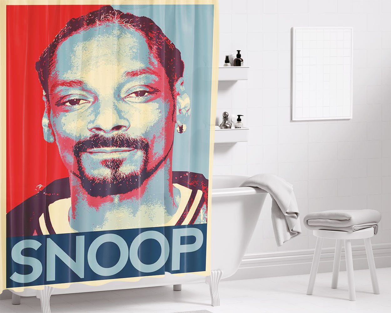 Mr Snoop Dog The Legend Poster Pop Art Bathroom Shower Curtain Fabric Waterproof | 66 X 72 Inch