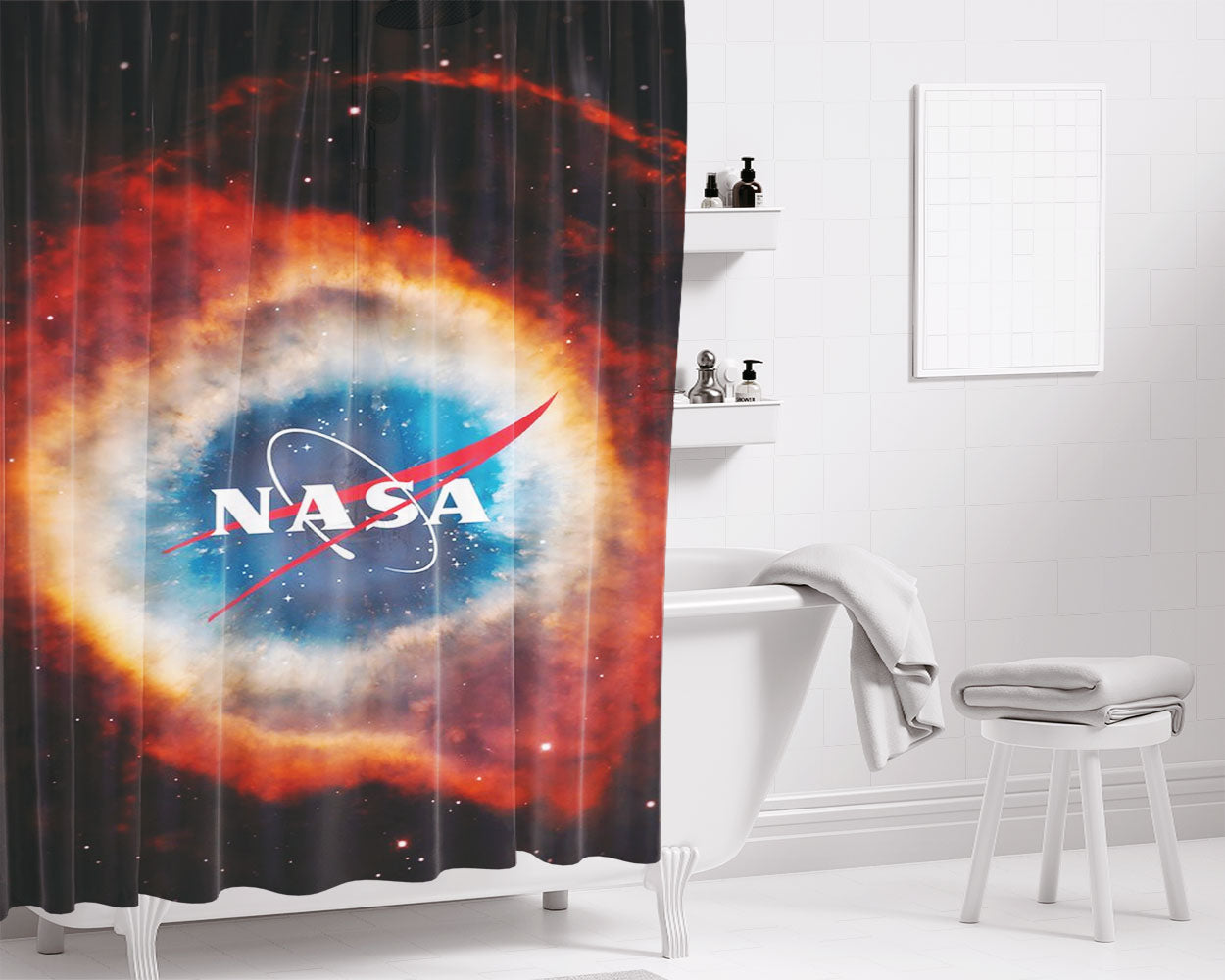 Nasa Galaxy Nebula Wallpaper Bathroom Shower Curtain Fabric Waterproof | 66 X 72 Inch
