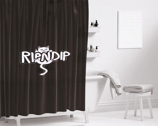 Nermal Logo Black Bathroom Shower Curtain Fabric Waterproof | 66 X 72 Inch